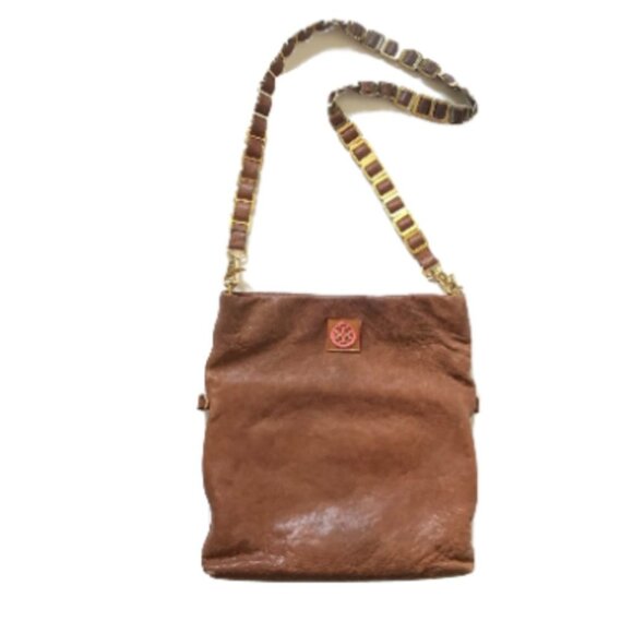 Tory Burch Louisa Leather Messenger Bag Crossbody Purse Womens Brown Leather - Picture 3 of 14